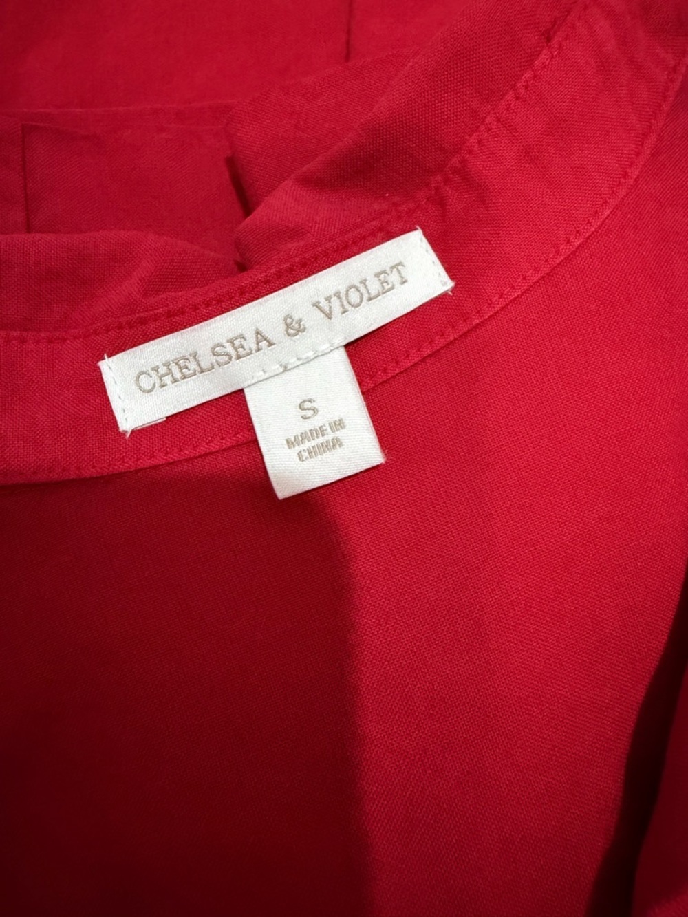 Chelsea & Violet Red Tunic Shirt Relaxed Lightweight Button Down Size Small - Picture 6 of 6
